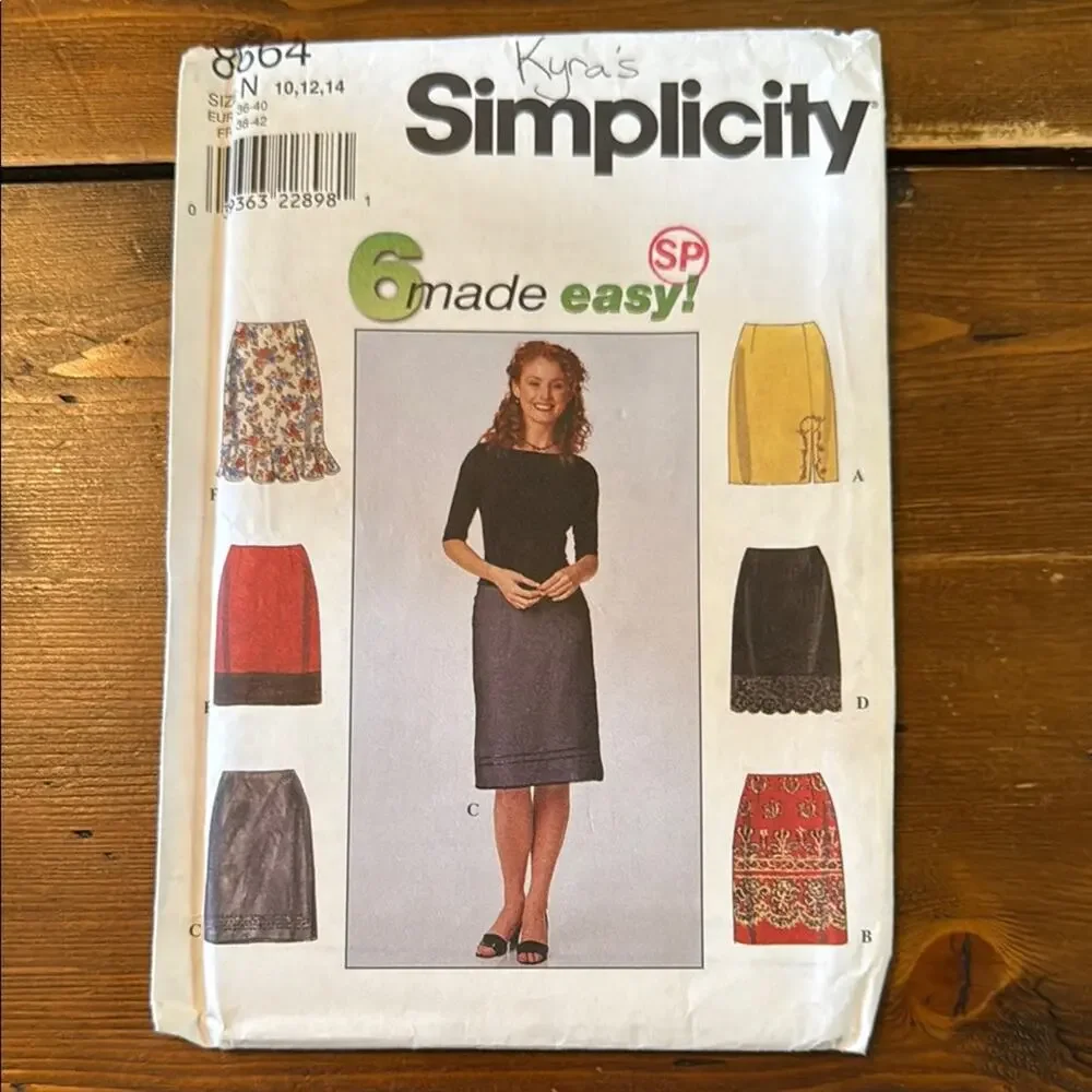 Simplicity Red‎ Pleated Pencil Skirt Knee-Length Work Sewing Pattern 8664